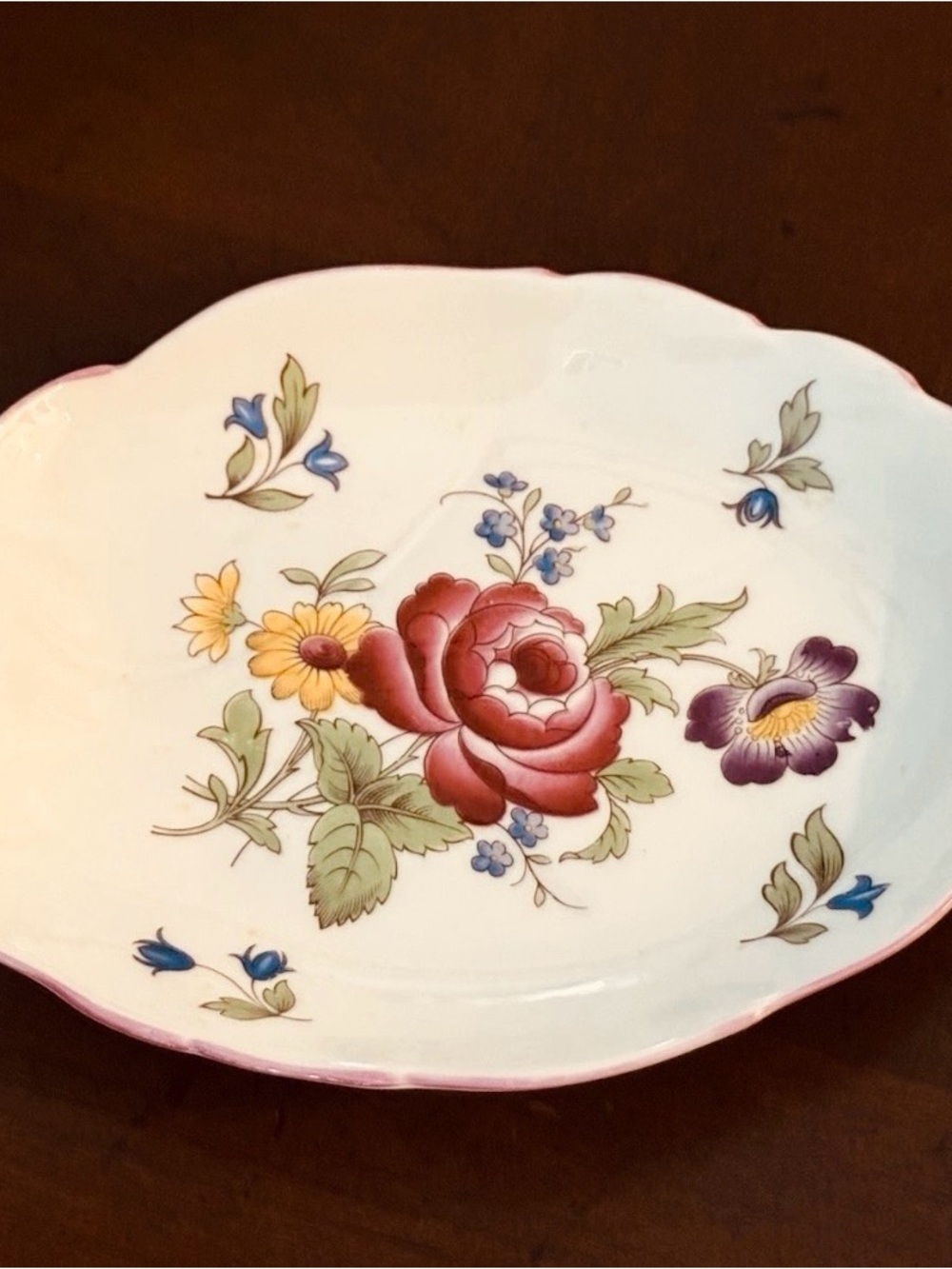 Spode White Serving Platter with Rose and Multicolor Floral Motif